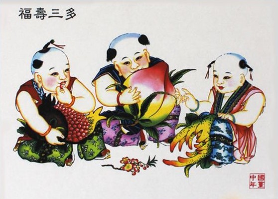 12款民間工藝年畫，手繪民俗文化年畫