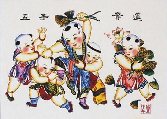 12款民間工藝年畫，手繪民俗文化年畫