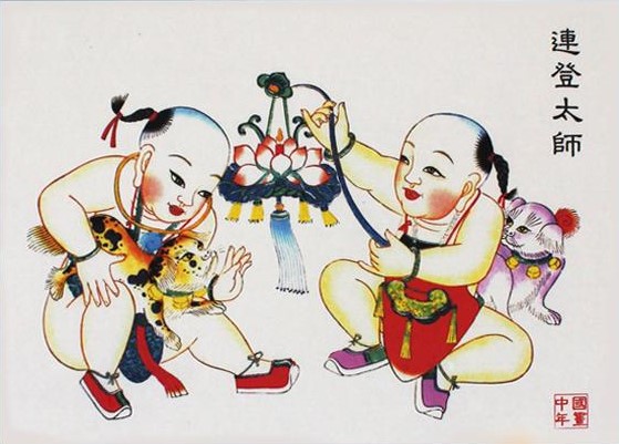 12款民間工藝年畫，手繪民俗文化年畫