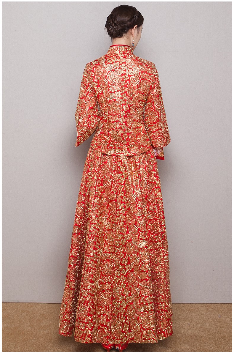 中式紅色新娘結(jié)婚禮服，唯美秀禾中式禮服