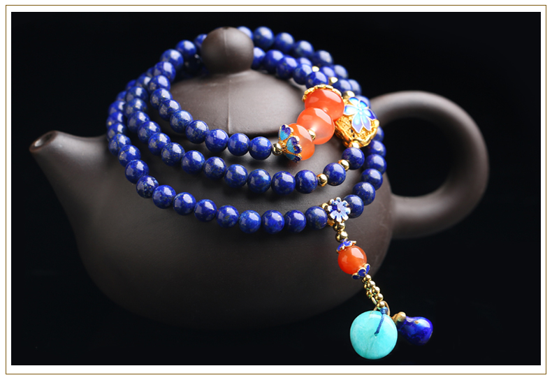 溫潤細膩多圈民族風青金石手串