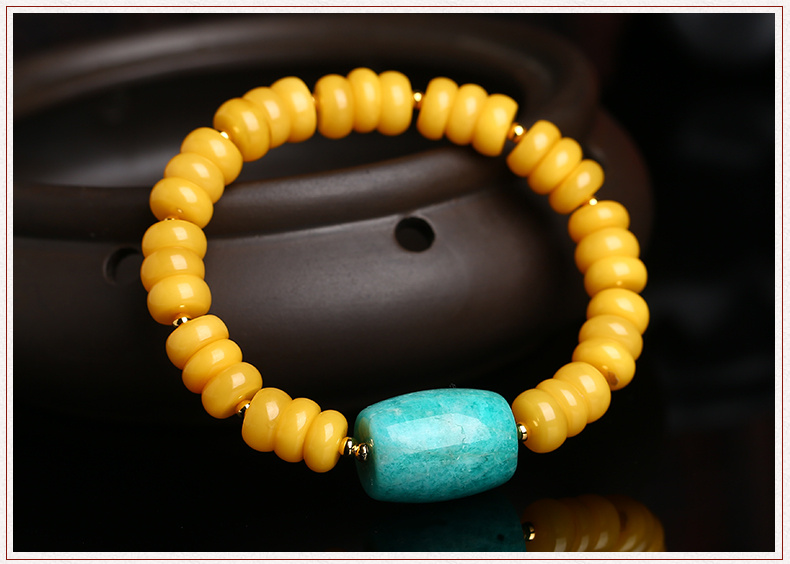 簡約復古天河石桶珠蜜蠟手串