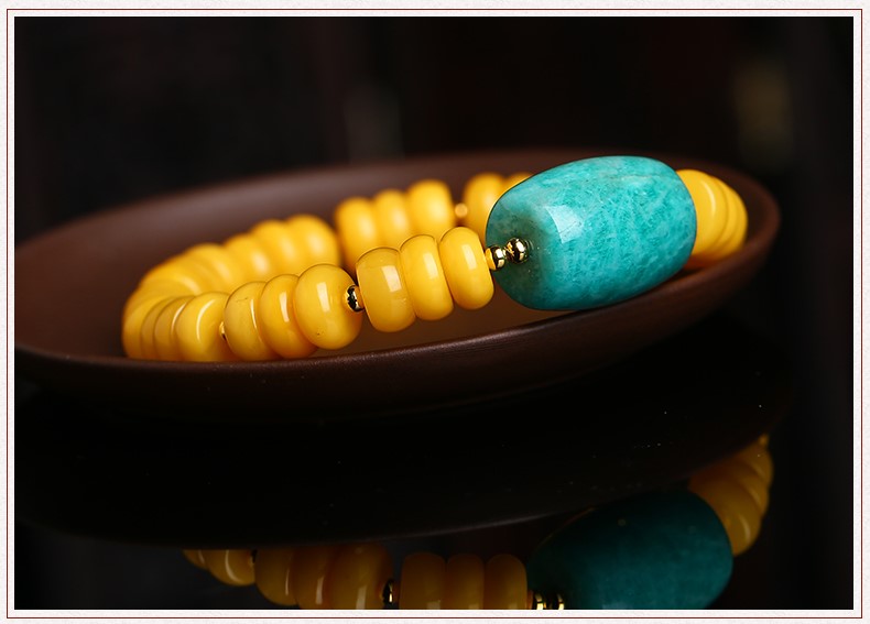 簡約復古天河石桶珠蜜蠟手串