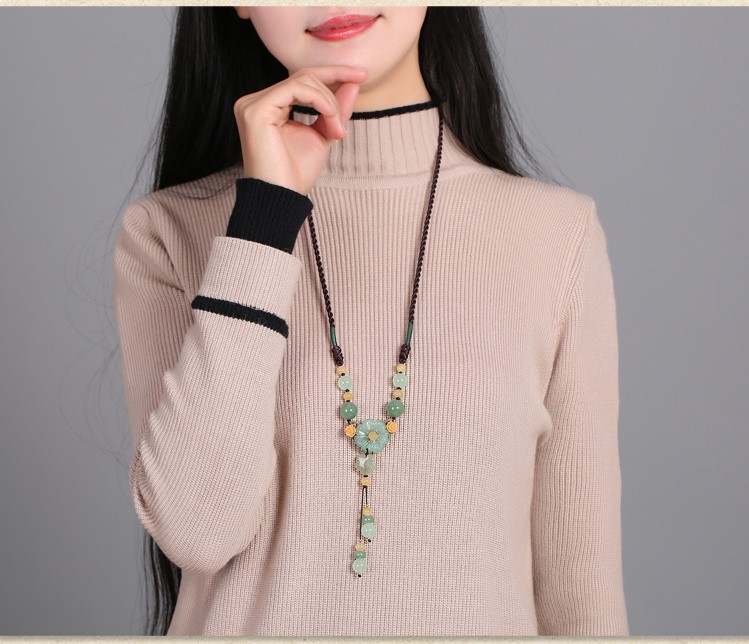 花朵東陵玉吊墜毛衣鏈項(xiàng)鏈