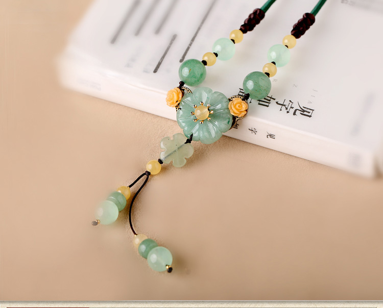 花朵東陵玉吊墜毛衣鏈項(xiàng)鏈