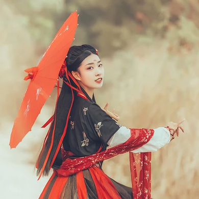 紅妝帶紅傘女生頭像，唯美古風(fēng)真人頭像