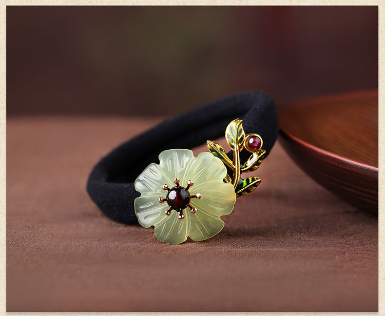 古風(fēng)小清新風(fēng)發(fā)圈，岫玉復(fù)古頭繩頭飾