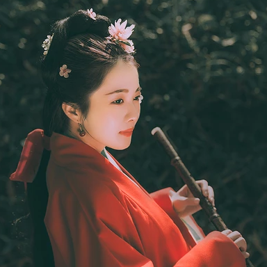 文藝紅衣帶傘女生頭像，唯美古風(fēng)真人頭像