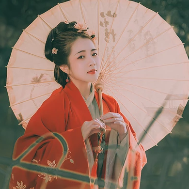 文藝紅衣帶傘女生頭像，唯美古風(fēng)真人頭像