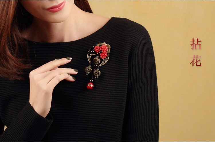 家佳樂文學(xué)紅胸花朱砂胸針飾品