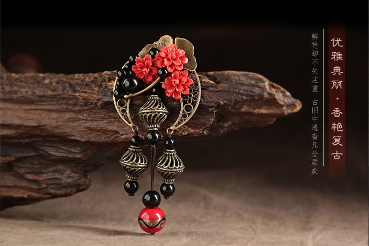 家佳樂文學(xué)紅胸花朱砂胸針飾品