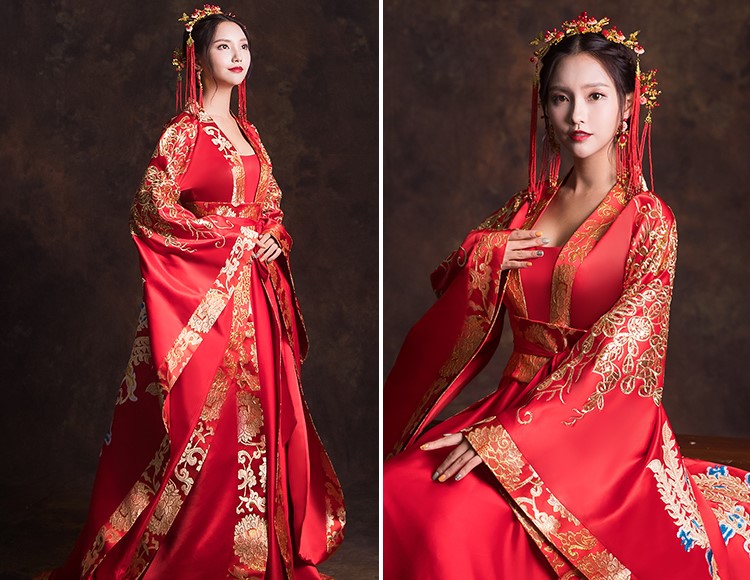 漢服新娘結(jié)婚禮服，奢華大氣中式禮服