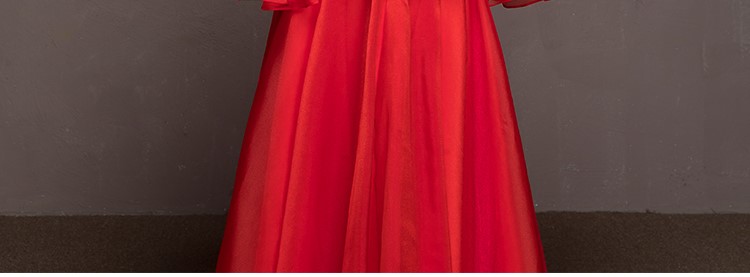 荷葉邊袖新娘結(jié)婚禮服，優(yōu)雅網(wǎng)紗蓬松中式禮服