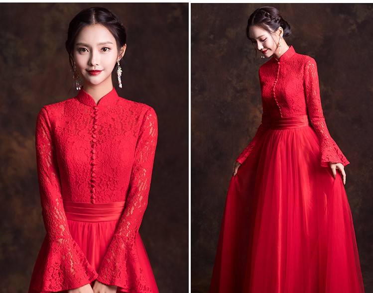 古典韻味中式禮服，唯美蕾絲紗裙新娘禮服