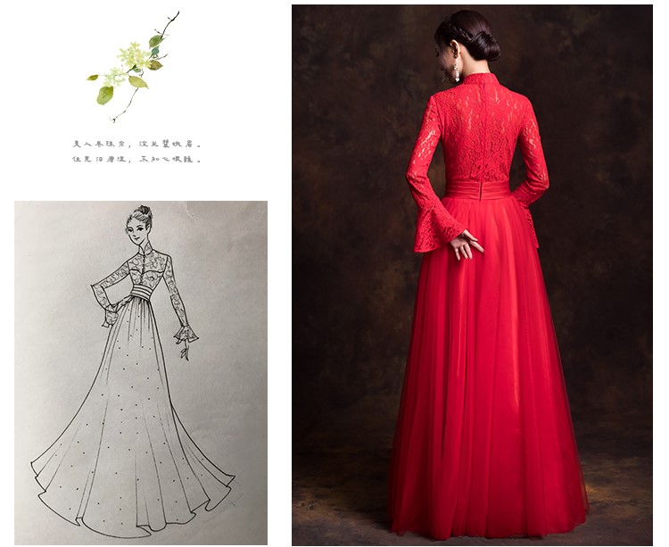 古典韻味中式禮服，唯美蕾絲紗裙新娘禮服