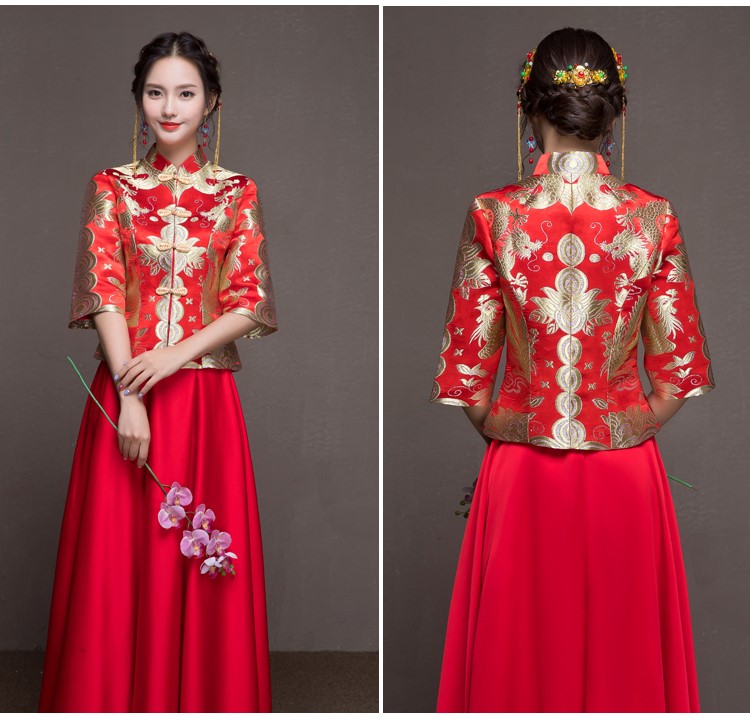 花朵繁枝中式禮服，唯美新娘禮服
