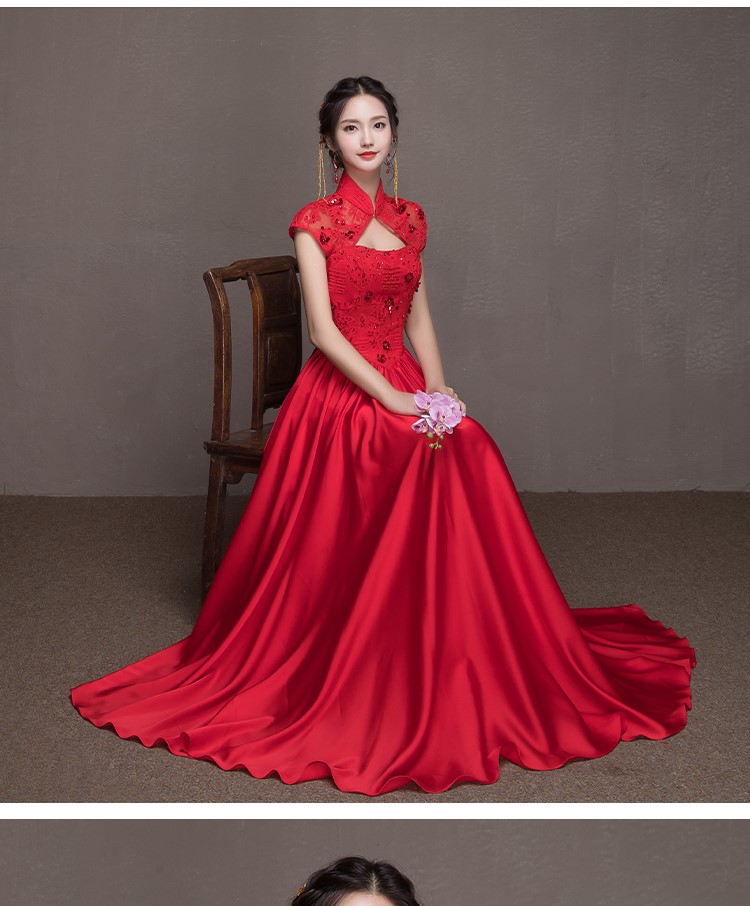 喜結(jié)良緣中式禮服，唯美性感珠花晚禮服