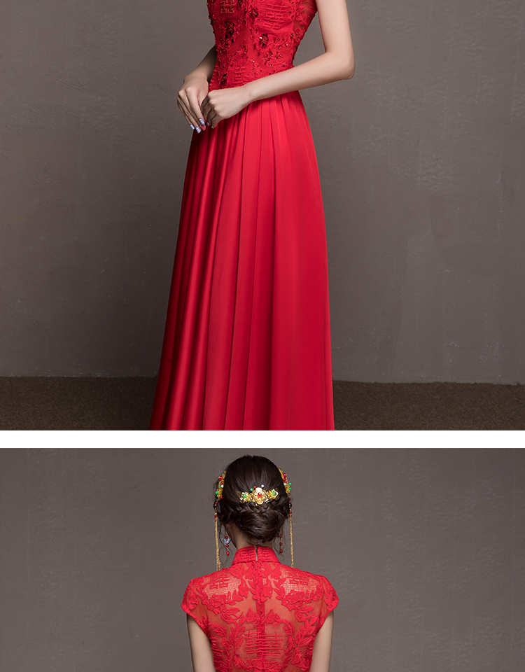 喜結(jié)良緣中式禮服，唯美性感珠花晚禮服