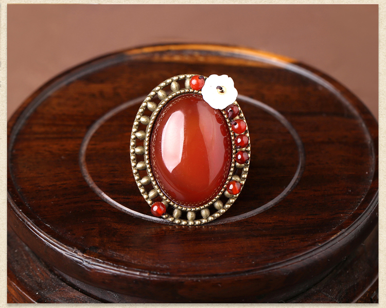 家佳樂(lè)文學(xué)大氣紅瑪瑙開(kāi)口戒指飾品