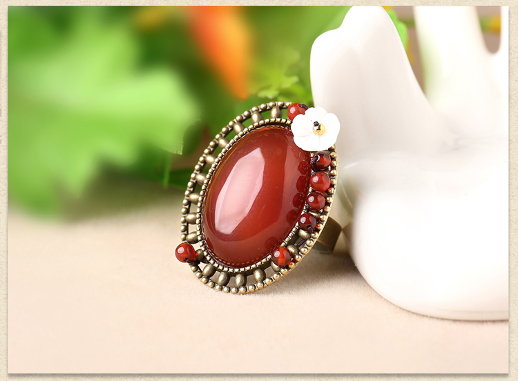 家佳樂(lè)文學(xué)大氣紅瑪瑙開(kāi)口戒指飾品