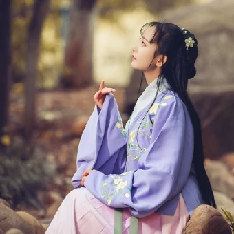 高貴優(yōu)雅紫衣帶團(tuán)扇女生頭像，唯美古風(fēng)真人頭