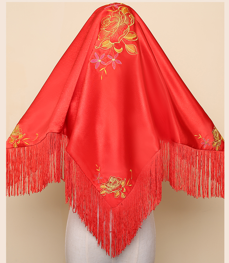繁縷中式頭飾紅蓋頭，唯美流蘇刺繡新娘蓋頭