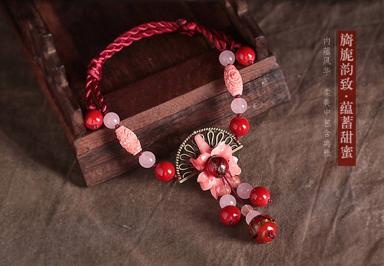 家佳樂文學(xué)紅色腳鏈花重錦冠飾品