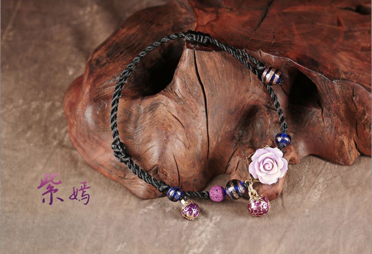 紫玫瑰典雅腳鏈簡約浪漫飾品