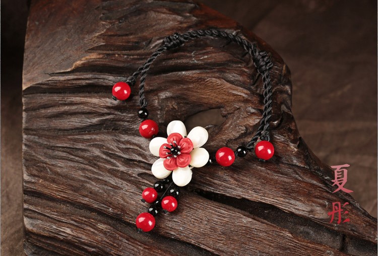 朱砂花朵腳鏈時尚復(fù)古飾品