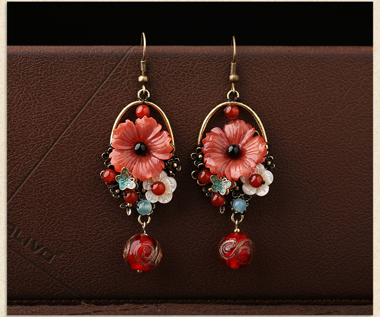 氣質(zhì)家佳樂(lè)文學(xué)耳環(huán)：唯美瑪瑙花朵耳墜耳環(huán)