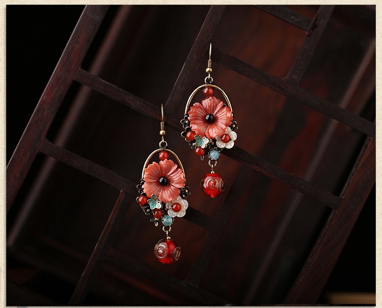 氣質(zhì)家佳樂(lè)文學(xué)耳環(huán)：唯美瑪瑙花朵耳墜耳環(huán)
