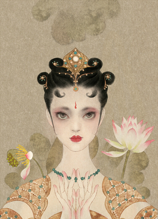 唯美家佳樂文學(xué)女子手繪插畫二