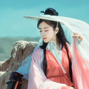 文藝俠客帶兵器女生頭像，唯美古風(fēng)真人頭像