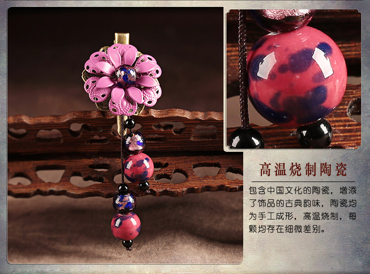 簡約時尚復古頭飾：紫姍花朵發(fā)夾頭飾