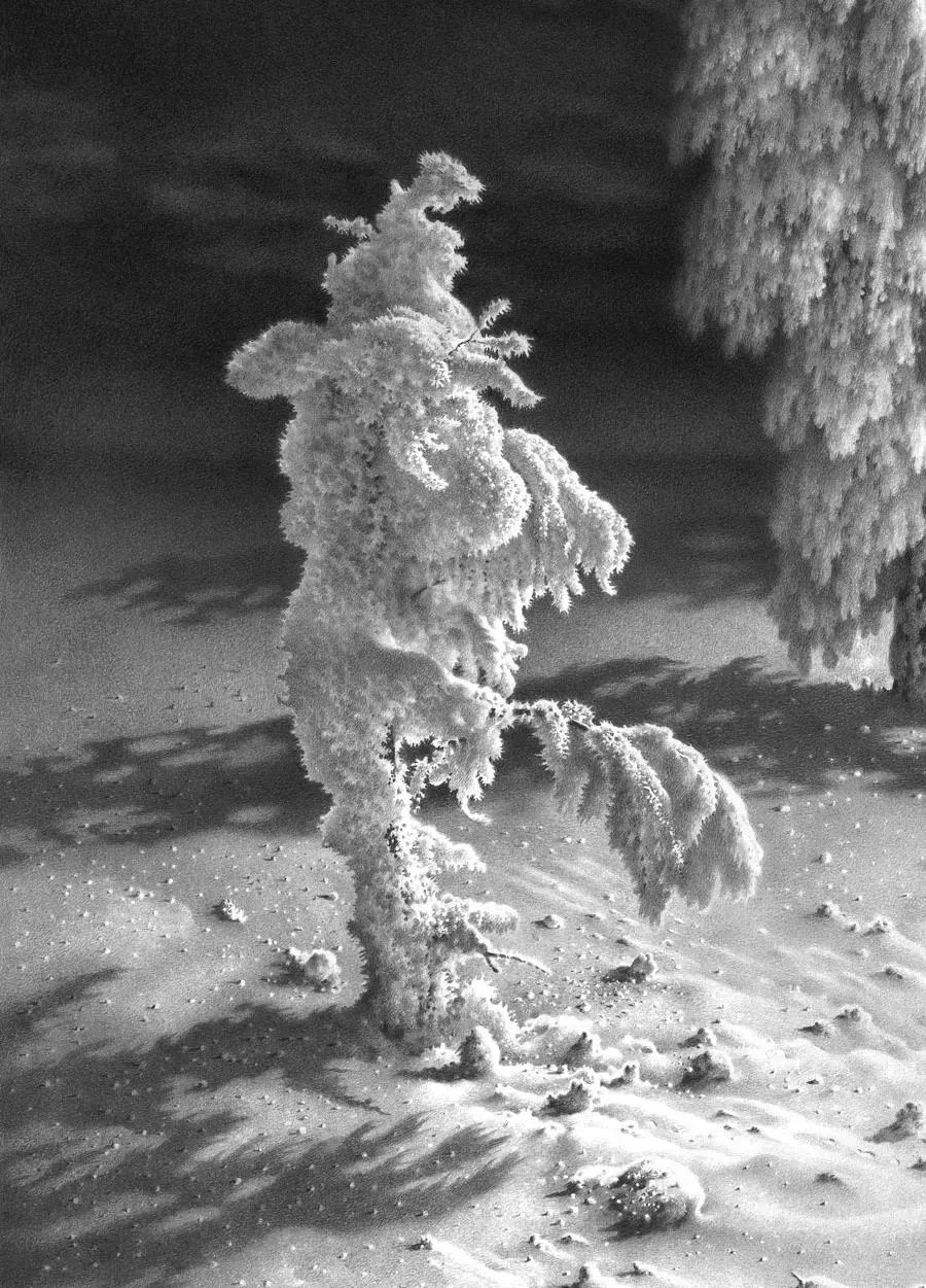 畫雪成魔黑白插畫：純粹用心把一件事反復(fù)做