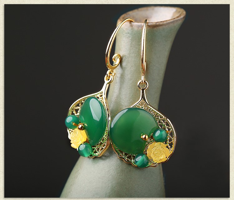 古風(fēng)瑪瑙耳墜復(fù)古氣質(zhì)耳環(huán)首飾