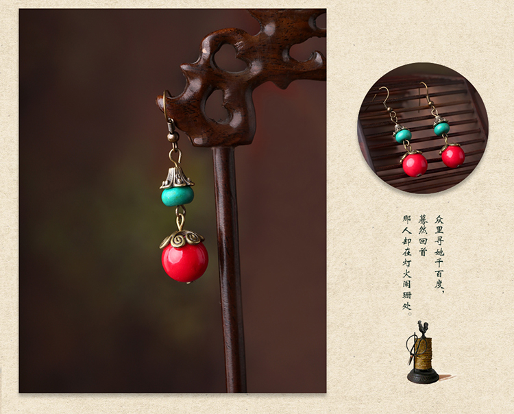 撞色復古耳墜氣質(zhì)簡約耳環(huán)首飾