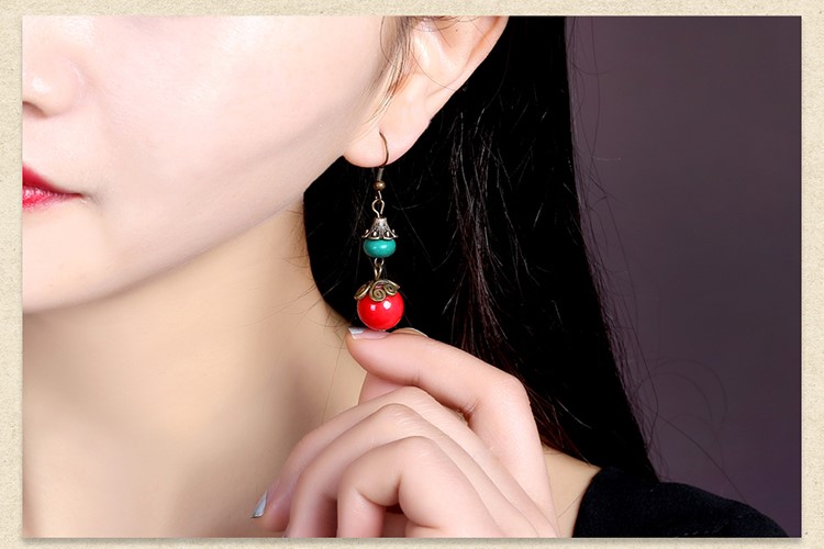 撞色復古耳墜氣質(zhì)簡約耳環(huán)首飾