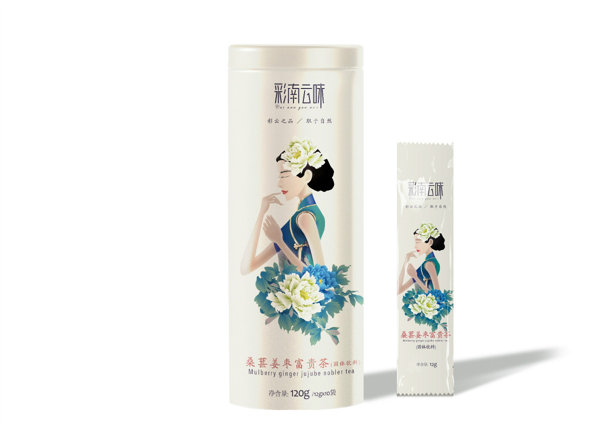 古風美女花草茶包裝設計
