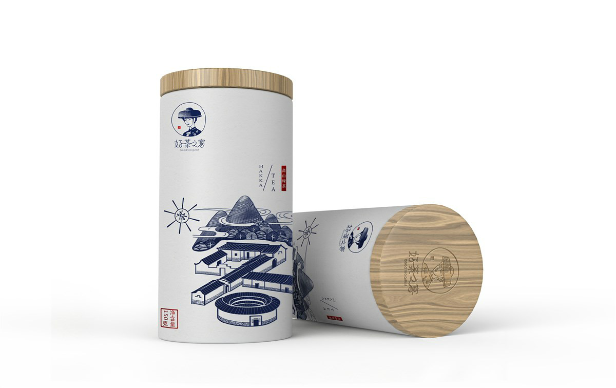 古風(fēng)福建土樓插畫茶葉包裝設(shè)計