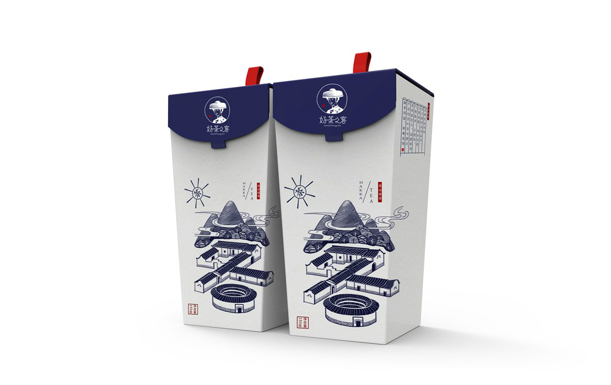 古風(fēng)福建土樓插畫茶葉包裝設(shè)計