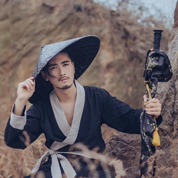 霸氣帶斗笠男生頭像，唯美古風真人頭像