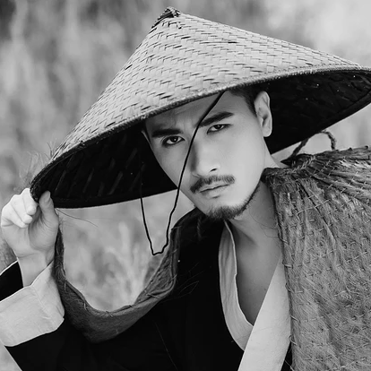 霸氣帶斗笠男生頭像，唯美古風真人頭像