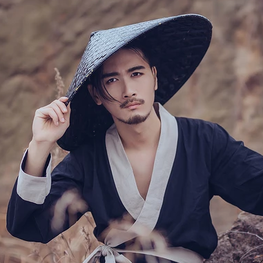 霸氣帶斗笠男生頭像，唯美古風真人頭像