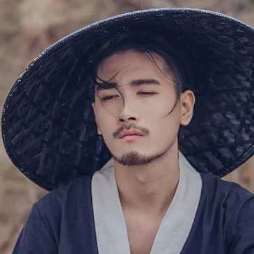 霸氣帶斗笠男生頭像，唯美古風真人頭像