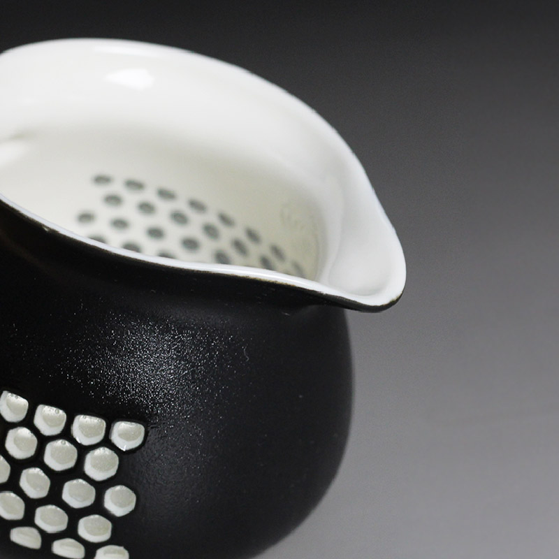 黑白蜂巢茶海，簡(jiǎn)約粗陶功夫茶具