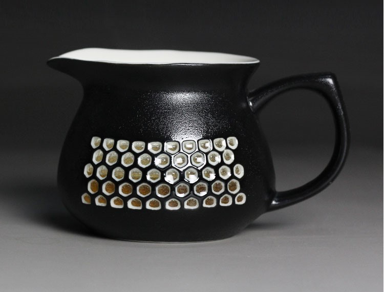 黑白蜂巢茶海，簡(jiǎn)約粗陶功夫茶具