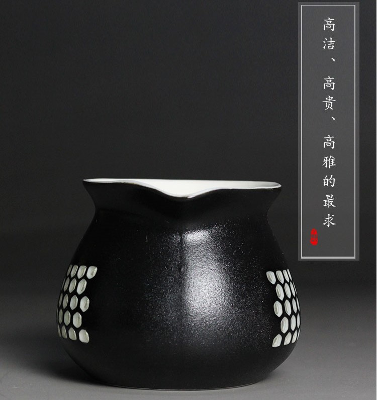 黑白蜂巢茶海，簡(jiǎn)約粗陶功夫茶具