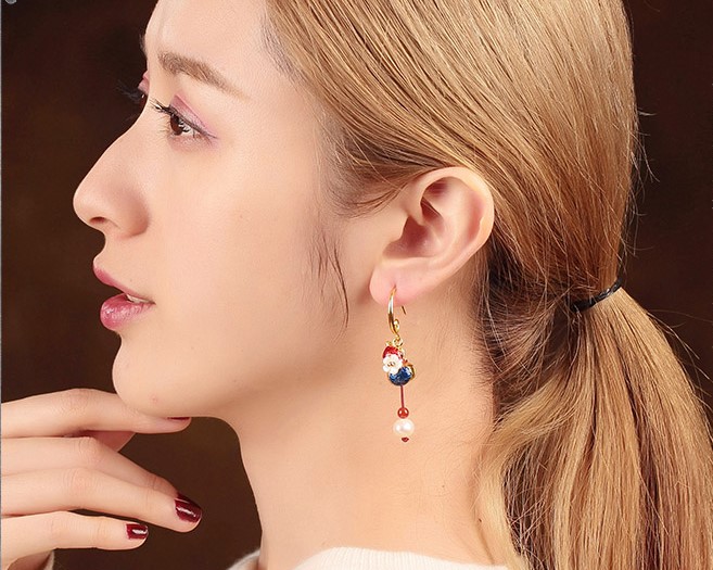 古典古風(fēng)葫蘆耳環(huán)，復(fù)古貝殼花朵耳飾耳環(huán)