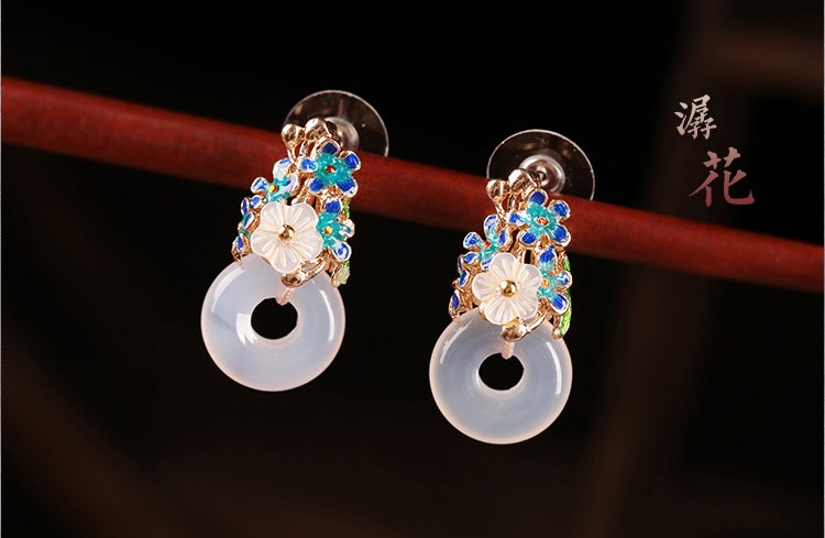 家佳樂文學(xué)耳釘瑪瑙平安扣耳墜耳環(huán)